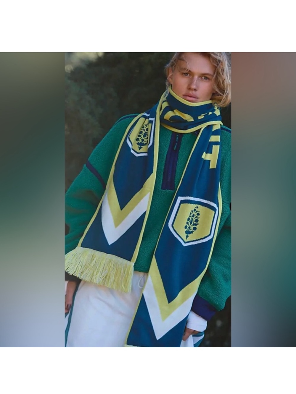 Free People Movement Big League Reversible Logo Scarf in Honeydew 🍈